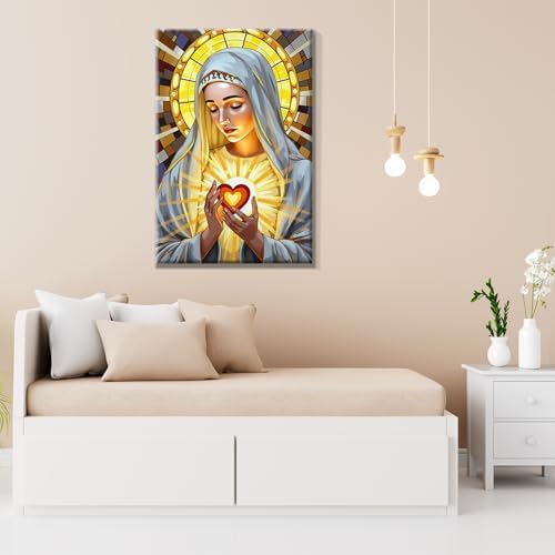 JOOZ 5D Virgin Mary Paint by Numbers Kit for Adults with Frame, 8x12 Inch - Image 5