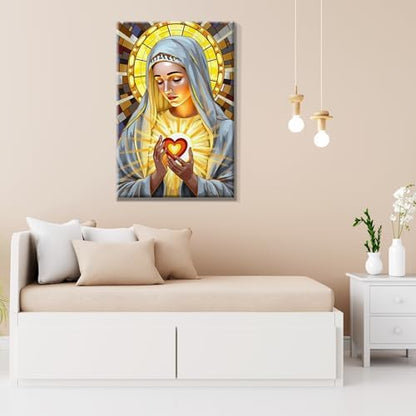 JOOZ 5D Virgin Mary Paint by Numbers Kit for Adults with Frame, 8x12 Inch - Image 5