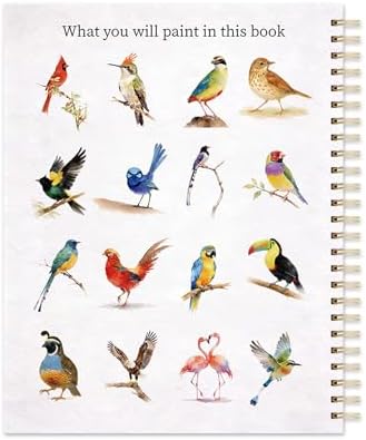 Watercolor Workbook for Beginners – Birds, 16 Original Watercolor Projects, Watercolor Kit with 48 Colors Paint Set, 6 Brushes & Palette, Watercolor Workbook for Adults,Creative Art Gift - Image 3