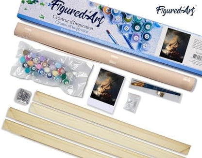 Figured'Art Paint by Numbers Kit for Adults Boat in The Storm 16"x20" - Craft Art Painting Rolled Canvas with DIY Wooden Frame - Image 5