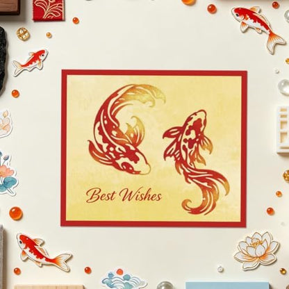 Koi Fishes Cutting Dies Making Die Cut Carbon Steel Die Cuts Stencils Blessing Card Scrapbooking Embossing Template Dies for Birthday Greeting Card Album Photo Decor - Image 3