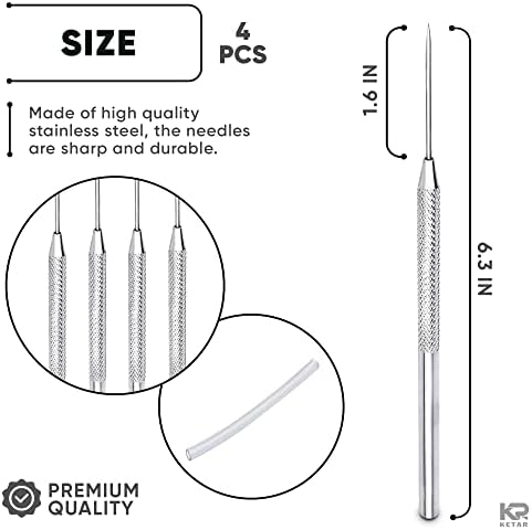 KETAR 4 Pcs Pottery ToolsTips, 6.3 Inch, Stainless Steel, Knurled Grip - Image 2