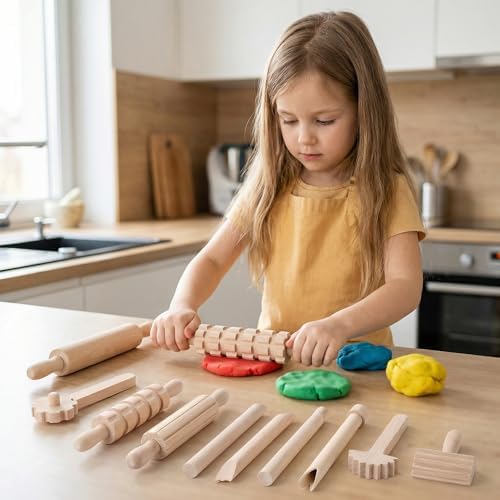 Toddmomy Wooden Clay Tool Set for Kids Toddlers, Clay Molding Tools for Pottery, Ceramics and Modeling Dough, Beginner-Friendly Art and Crafts Activities - Image 3