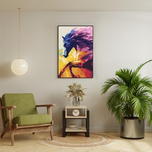 Framed Paint by Numbers Kit for Adults Beginner & Kids Ages 8-12, Abstract Horse Paint by Numbers Kits on Canvas, without Easel, DIY Acrylic Number Painting for Adults for Home Decor Gift 8 x 12 Inch - Image 3