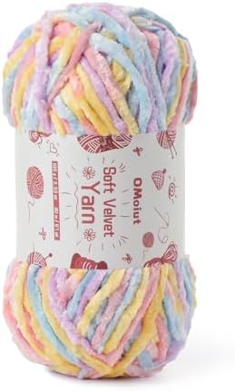 100g Fluffy Velvet Chenille Yarn for Crocheting and Knitting, 80m (87.5yd) Baby Yarn for Crocheting Soft, Crochet Chunky Yarns Amigurumi Yarns (Macaron) by OMoiut