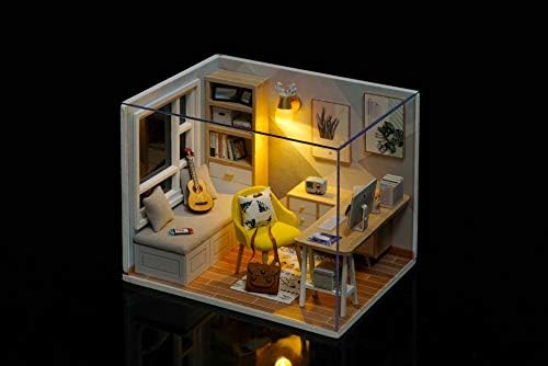 DIY Miniature Dollhouse Kits - Wooden Mini Model House with LED Lights, Tiny Furniture & Accessories – Craft Building Kits for Teens & Adults (Study Room) – Birthday Valentine's Gift - Image 2