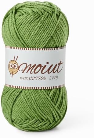 Cotton Yarn for Crocheting, Baby Yarn for Crocheting Soft, 131yds / 1.76oz Fluffy Amigurumi Crochet Yarn, 5 Ply 100% Milk Cotton Yarn for Puzzle、Socks、Clothes(Grass Green) by OMoiut