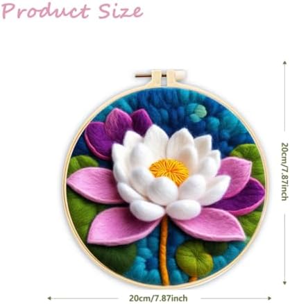 CaptainCrafts Needle Felting Kit, Wool Felt Supplies, Embroidery Hoops, Wool Painting Tools Needle Felting Starter Kit for DIY Decoration (Lotus Flower) - Image 2