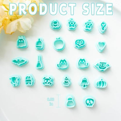 Tainsky Halloween Polymer Clay Cutters, 22 Shapes Halloween Studs Clay Earrings Cutters (Studs-B) - Image 6