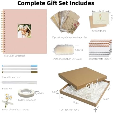 Vienrose Scrapbook Album Gift Set, 10x10 Inch, 80 White Pages, Pink - Image 5