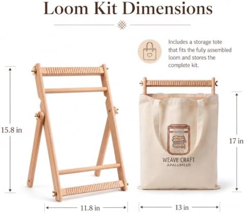Weaving Loom for Adults & Kids - Weaving Loom Kit | Beginner-Friendly Table Loom & Lap Loom with Yarn, Canvas Tote Bag,Tools & Instructions | Wooden Loom for Multicraft Projects (15.8 x 11.8 inches) - Image 4