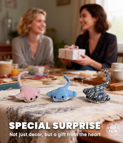 PAITIN Crochet Starter Kit – Easy DIY Craft Set for Adult Beginners, Handmade Yarn Art Project with Video Guidance (Manta Ray) - Image 7