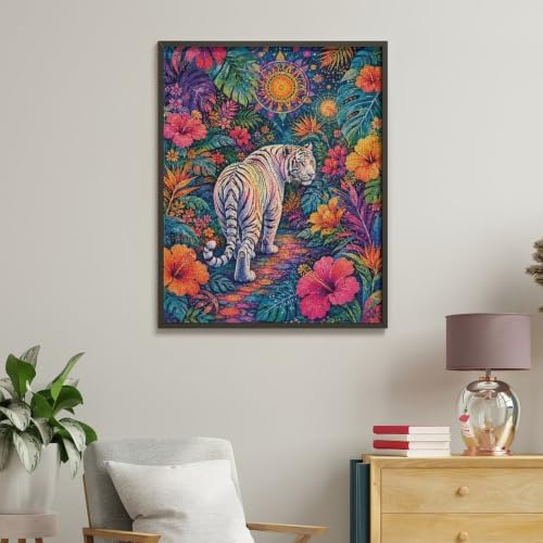 Bozfoxa Paint by Numbers Kit for Adults Beginner Tropical White Tiger - Image 4