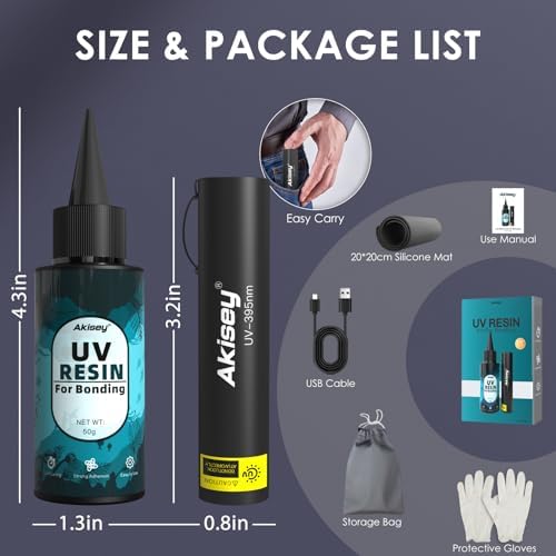 Akisey UV Resin Kit with Light & UV Resin Jewelry Making Kit - Image 4