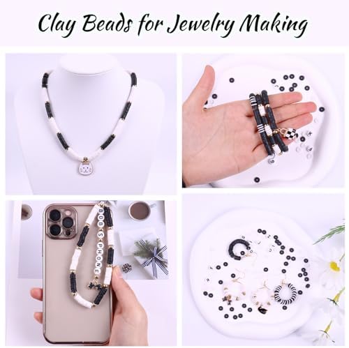 3500 PCS Clay Beads Bracelet Making Kit, Black White Beads for Crafts - Image 4