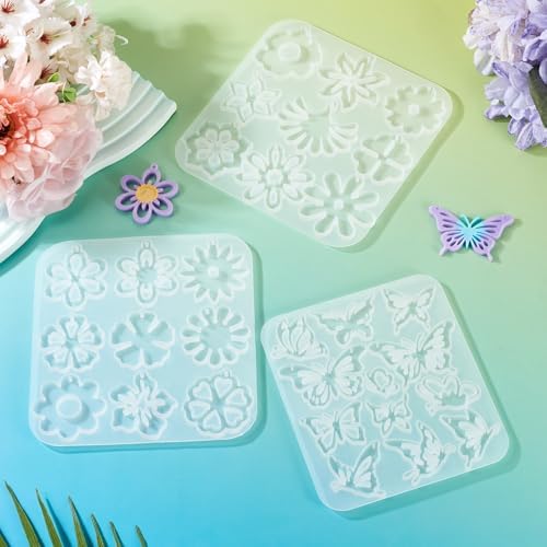 3Pcs Flower Butterfly Pendant Silicone Molds Assorted Floral Insect Animal Jewelry Casting Resin Molds for Epoxy Resin DIY Crafts Earring Necklace Making - Image 7