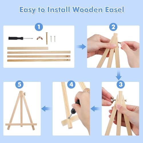Bowetile Framed Paint by Numbers for Adults Beginners with Wooden Easel, Flowers Lotus Adults' Paint-by-Number Kits on Canvas, Easy DIY Acrylic Number Painting for Home Decor Birthday Gifts, 8x12in - Image 7