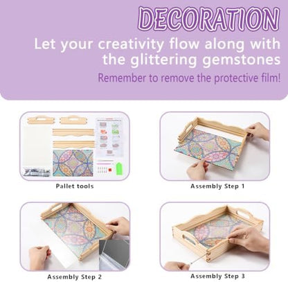 DOTSOPS DIY Diamond Painting Serving Tray with Handle for Adults 5D Diamond Art Kits for Beginners Full Drill Diamond Dots Gem Arts and Crafts Special Shape Living Room 12 x 16 Inches Bird - Image 3