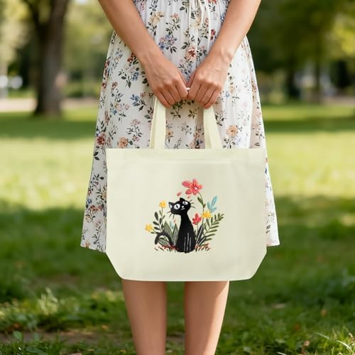 ERKOON Canvas Tote Bag Embroidery Kit for Beginners, Floral Arts Crafts Cross Stitch Kits for Adults Including Stamped Embroidery Bag with Hoops, Needle, Instruction and Color Threads (Cat) - Image 7