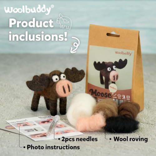 Woolbuddy Needle Felting Starter Kit (Moose) for Beginner & Adult with Tool - Image 3