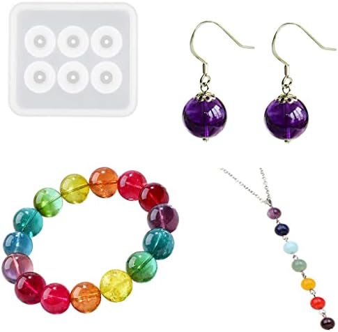 FineInno 4Pcs Beads Resin Molds,Sphere,Round Silicone Mold with Hole,Epoxy Casting Mold DIY Gemstone,Bracelet,Necklace,Earrings,Jewelry Making - Image 2