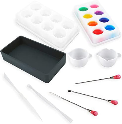 UV Resin Mixing Supplies, Palette Silicone Box with Lid, Stirring Rods, Measuring Cups by FUNSHOWCASE