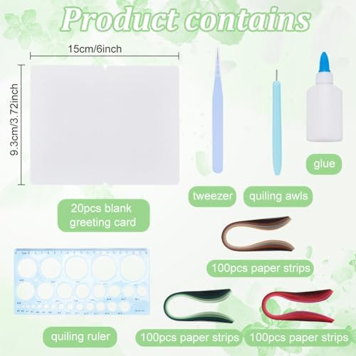 WEBEEDY Paper Quilling Kit 20 Sets DIY Cactus Card Quilling Kit with Paper Quilling Strips Tools and Supplies Greeting Card Making Kits for Adults Beginners DIY Handmade Home Room Wall Decor Gift - Image 2