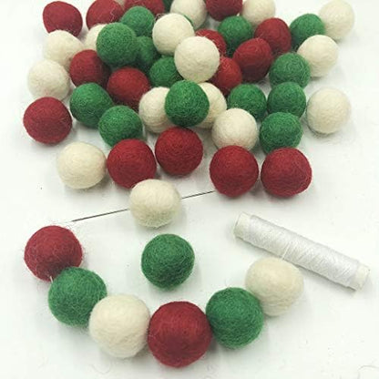 Christmas Felt Balls Red Green White 80pc 2cm DIY Felted Pom Pom Garland Wool Balls - Image 4