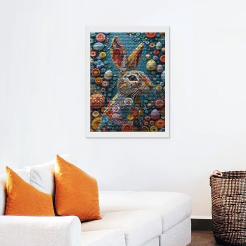 Easter Rabbit in Eggs Diamond Drawing Art Kit for Adults Psychedelic Paper Quilling DIY Diamond Art Painting for Beginners Full Drill Round Gem Art Painting for Crafts Home Wall Decor - Image 6