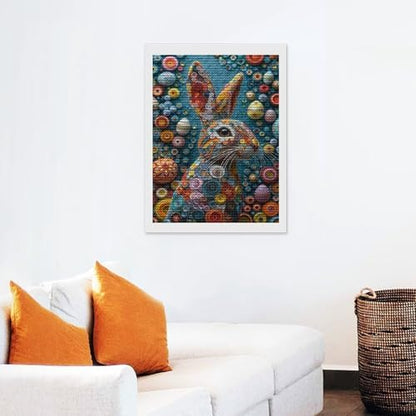 Easter Rabbit in Eggs Diamond Drawing Art Kit for Adults Psychedelic Paper Quilling DIY Diamond Art Painting for Beginners Full Drill Round Gem Art Painting for Crafts Home Wall Decor - Image 6