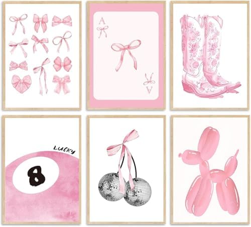 NEGEKFKX 6 Pack Coquette Paint by Numbers Kit for Adults Beginner,Cute Pink Easy Adult Paint by Number Kits on Canvas DIY Painting for Beginners Art by Numbers for Home Wall Decor 8x12 Inch by NEGEKFKX