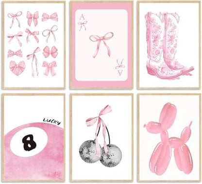 NEGEKFKX 6 Pack Coquette Paint by Numbers Kit for Adults Beginner,Cute Pink Easy Adult Paint by Number Kits on Canvas DIY Painting for Beginners Art by Numbers for Home Wall Decor 8x12 Inch by NEGEKFKX