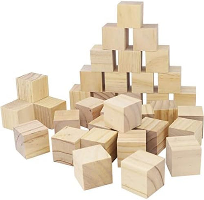 1 Inch Wood Blocks for Crafts, Unfinished Wood Cubes, Natural Blank Square Wooden Blocks, Wooden Cubes for Arts Crafts DIY Projects（1 * 1 * 1 inch，50Pcs） by SIWUCHYE