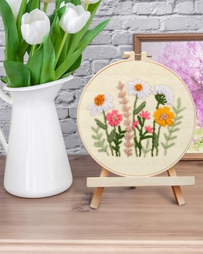 ERKOON Punch Needle Kit Beginners Adults, DIY Easy Flower Embroidery Set for Starter Art Craft, Needling Punching Project with Patterns, Tools, Yarns, Hoop, Instruction (Colorful Daisies) - Image 6