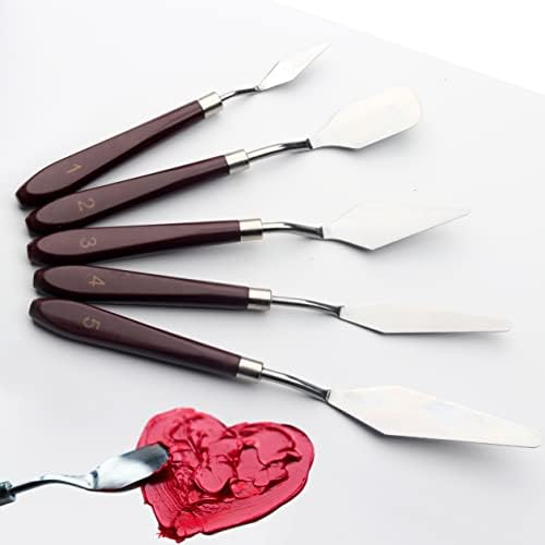 5 Piece Palette knifes Painting Knife Set Supplies for Oil, Acrylic Paint,Cake Decorating,Stainless Steel Pallet Knife Paint Knife Art Spatula for Various Types of Painting,ColorMixing,Smearing - Image 5