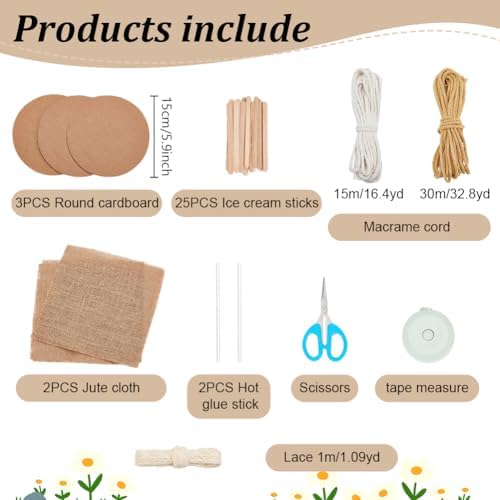 FREEBLOSS Macrame Cord Basket Weaving Craft Kit for Beginners DIY Storage Basket Storage Bins Basket Making Supplies for Adults Basket Weaving Kits for Adults - Image 2