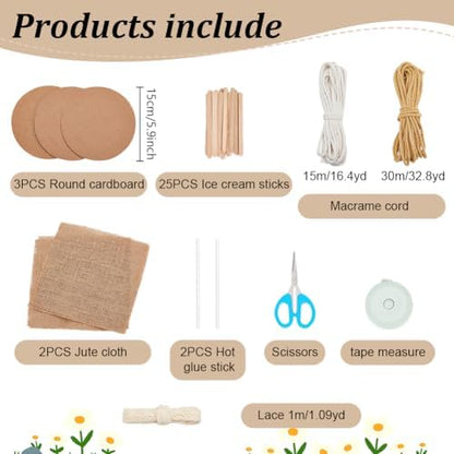 FREEBLOSS Macrame Cord Basket Weaving Craft Kit for Beginners DIY Storage Basket Storage Bins Basket Making Supplies for Adults Basket Weaving Kits for Adults - Image 2