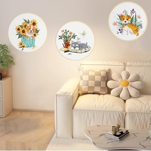 Embroidery Kit for Beginners, Dog Flower Pattern Embroidery Practice Kits - Image 6