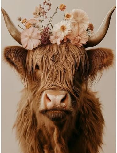Canrichshop Cow Adult Paint by Number Kits,Highland Cow DIY Acrylic Painting by Numbers Without Frame,Easy Oil Adult Paint by Numbers on Canvas for Decor 16x20inch by Canrichshop