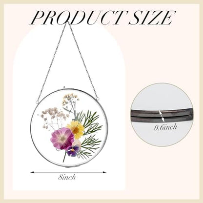 8 Inch 4 Pcs Pressed Flower Frames Double Glass Frame Wall Decor, Black - Image 2
