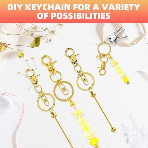 72 Pcs Beadable Keychains Bars bulk - 36 Gold DIY Metal Beaded Keychain Making Kit + 36 Bags Included, Bead Keychain Supplies,Blank Key Chain, Perfect for Women, Men, Mother's Day, Birthday Gift - Image 5
