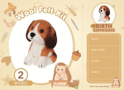 Wizardi Beginner Needle Felting Kit for Adults - Beagle. Animal Felting Kit 6x7.5cm. Felting Tools. Wool Felting Supplies. Felt Crafts. Wool Felt. F07N8-W548-N2 by Wizardi