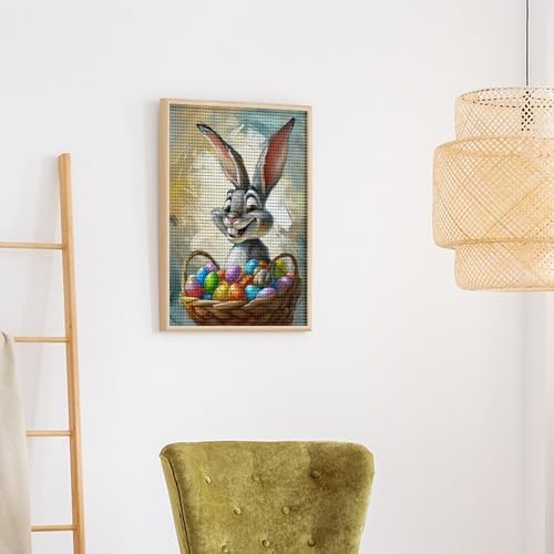 Fantasy Easter Bunny Diamond Drawing Art Kit for Adults Colorful Eggs DIY Diamond Art Painting for Beginners Full Drill Round Gem Art Painting for Crafts Home Wall Decor - Image 4