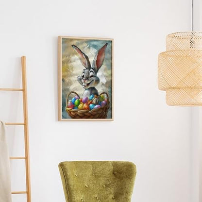 Fantasy Easter Bunny Diamond Drawing Art Kit for Adults Colorful Eggs DIY Diamond Art Painting for Beginners Full Drill Round Gem Art Painting for Crafts Home Wall Decor - Image 4
