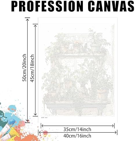 Yunruily Plant Paint by Number Adult-Bonsai Canvas Paint by Numbers for Adults,Green Plant Oil Painting by Numbers for Adults for Gifts and Home Wall Decor 16x20inch(with Gifts Box) - Image 4
