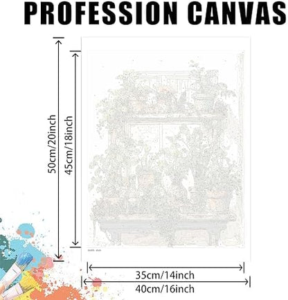 Yunruily Plant Paint by Number Adult-Bonsai Canvas Paint by Numbers for Adults,Green Plant Oil Painting by Numbers for Adults for Gifts and Home Wall Decor 16x20inch(with Gifts Box) - Image 4