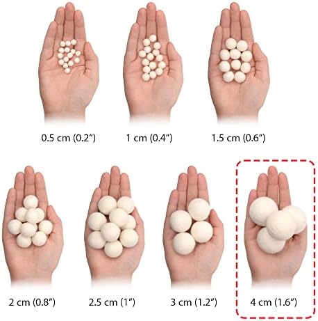 Glaciart One Felt Balls, Felt Pom Poms (10 Pieces) 4 Centimeters - 1.6 Inch, Handmade Felted 5 Natural Colors Balls for Cats, Felting and Garland - Image 5