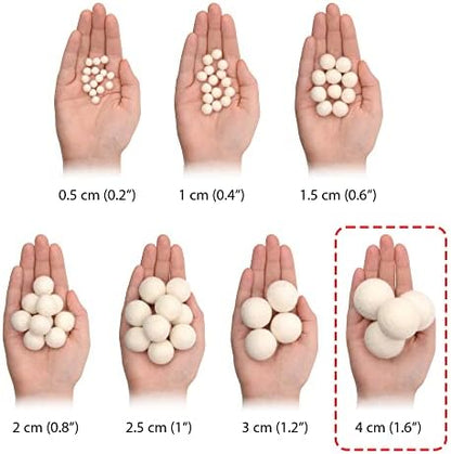 Glaciart One Felt Balls, Felt Pom Poms (10 Pieces) 4 Centimeters - 1.6 Inch, Handmade Felted 5 Natural Colors Balls for Cats, Felting and Garland - Image 5