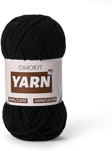 Plush Chenille Chunky Crochet Amigurumi Yarn - Baby Yarn for Crocheting Soft - Fluffy Velvet Knitting for Blankets Crafts 100g / 131yd (Black) by OMoiut