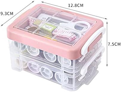Agatige 30PCS Sewing Kit for Adults & Beginners, Three Layer Sewing Box Set Dual Purpose Handle Practice Kit with Case for Household (Pink) - Image 5